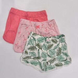 NEW 3 Bundle Hudson Baby Girl Shorts Bottoms - Palm Pink Flamingo - 5T